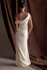 Dalia Off Shoulder Satin Maxi Dress - Champagne